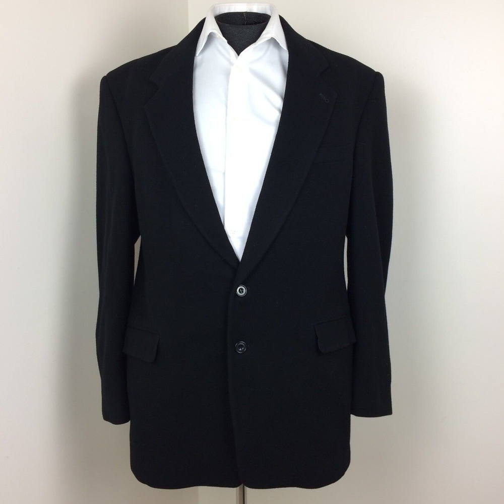 Christian Aujard Sport‎ Coat Mens 44L Merino Wool Cashmere Blend Black